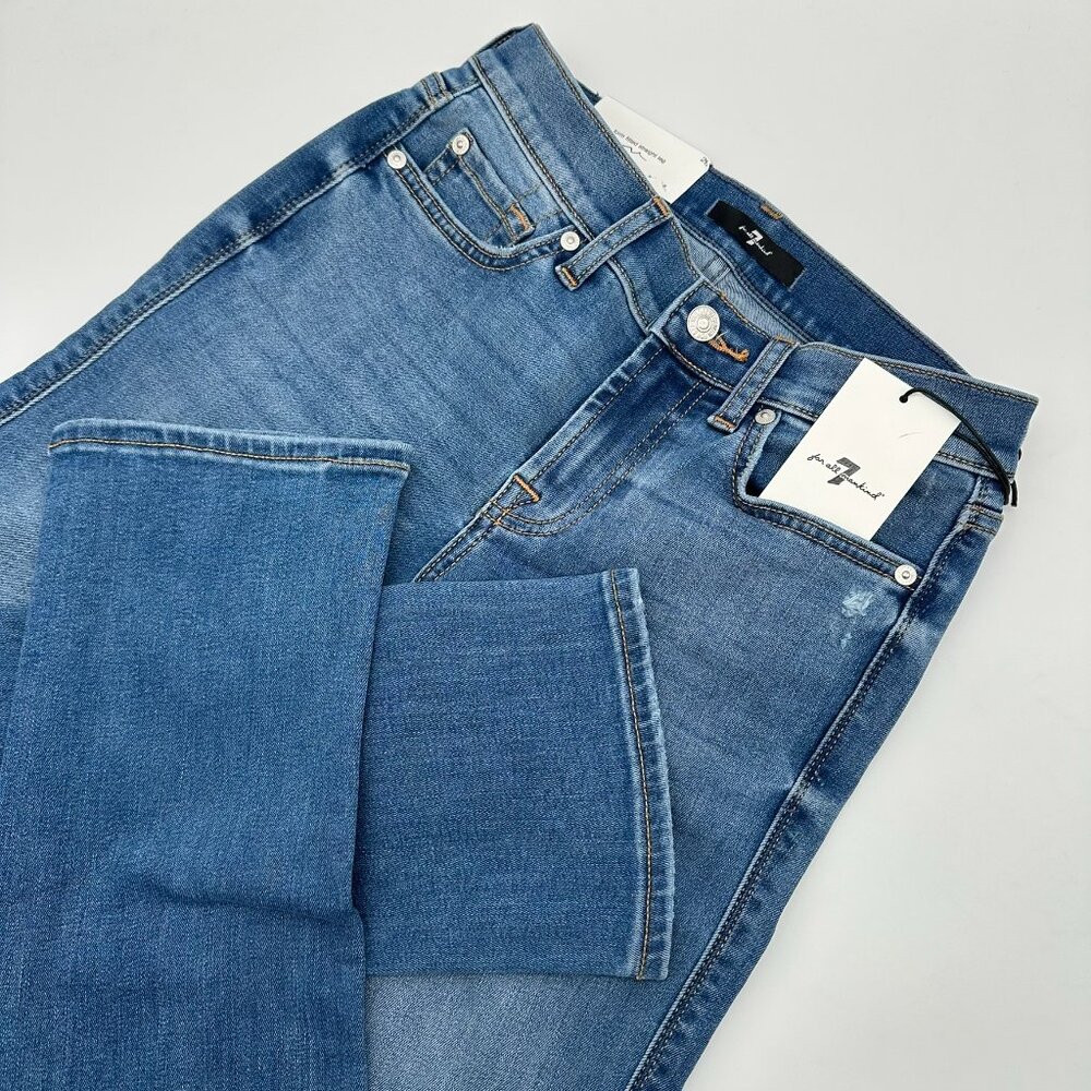 7 For All Mankind Kimmie Slim Form Fitted Straight Leg Jean, Size 25, Blue Wash